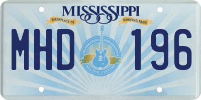 MS license plate MHD196
