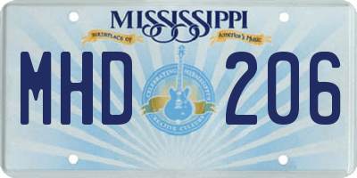 MS license plate MHD206