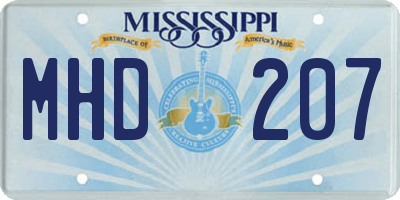 MS license plate MHD207
