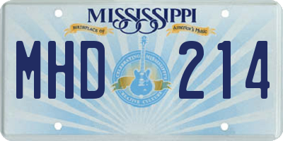 MS license plate MHD214