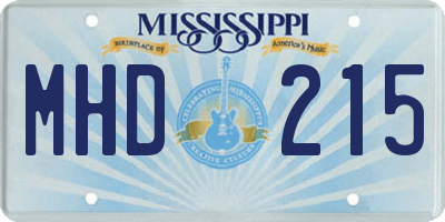 MS license plate MHD215