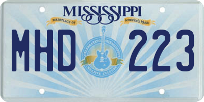 MS license plate MHD223
