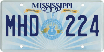 MS license plate MHD224
