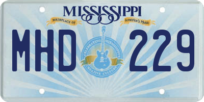 MS license plate MHD229