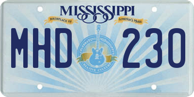 MS license plate MHD230