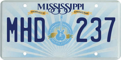 MS license plate MHD237