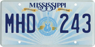 MS license plate MHD243