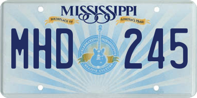 MS license plate MHD245