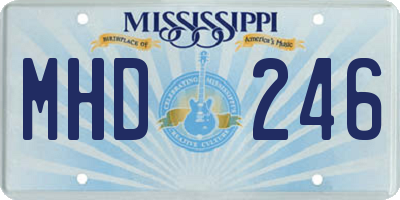 MS license plate MHD246