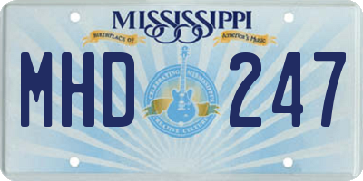 MS license plate MHD247