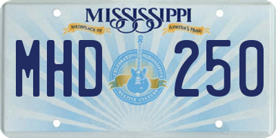 MS license plate MHD250