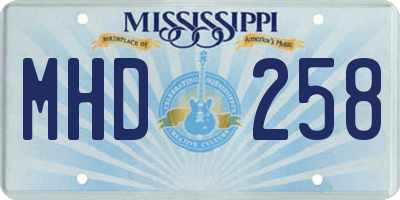 MS license plate MHD258