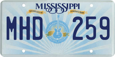 MS license plate MHD259