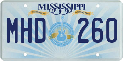 MS license plate MHD260