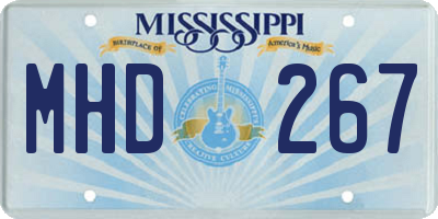 MS license plate MHD267