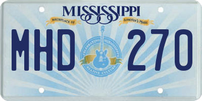 MS license plate MHD270