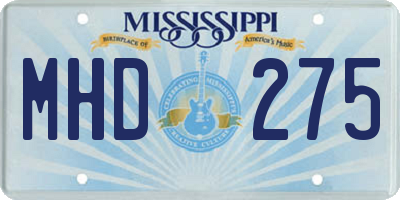 MS license plate MHD275