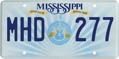 MS license plate MHD277