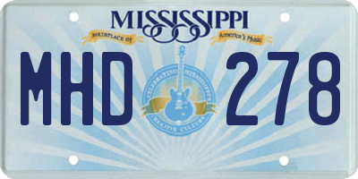 MS license plate MHD278