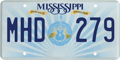 MS license plate MHD279