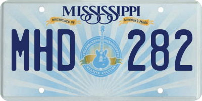 MS license plate MHD282