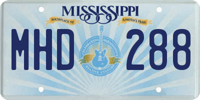 MS license plate MHD288