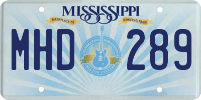 MS license plate MHD289