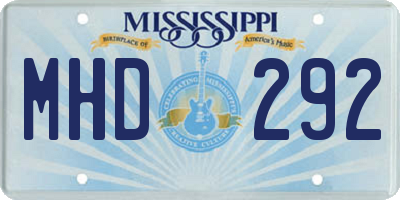 MS license plate MHD292