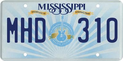 MS license plate MHD310