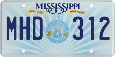 MS license plate MHD312