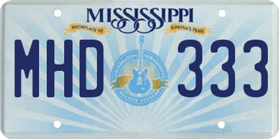 MS license plate MHD333