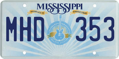 MS license plate MHD353