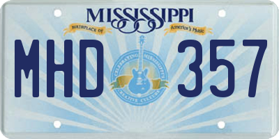 MS license plate MHD357