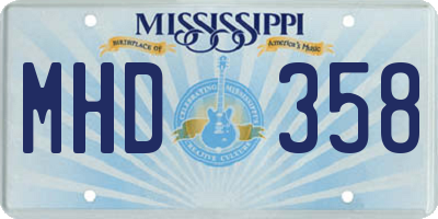 MS license plate MHD358