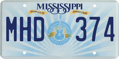 MS license plate MHD374