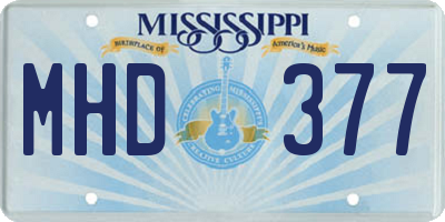 MS license plate MHD377