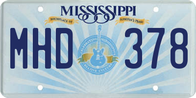 MS license plate MHD378
