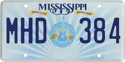 MS license plate MHD384