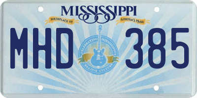 MS license plate MHD385