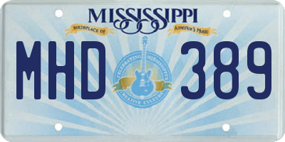 MS license plate MHD389