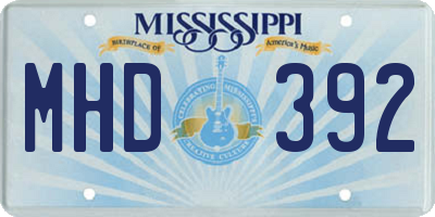 MS license plate MHD392