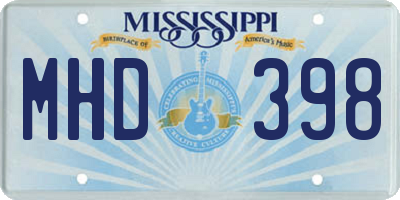 MS license plate MHD398