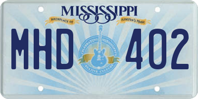 MS license plate MHD402
