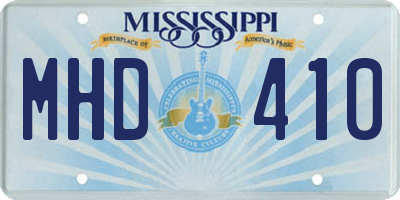 MS license plate MHD410
