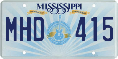 MS license plate MHD415