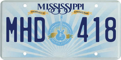 MS license plate MHD418