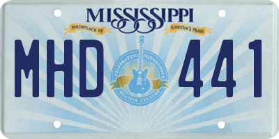 MS license plate MHD441