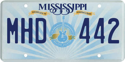MS license plate MHD442
