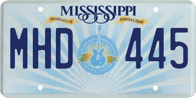 MS license plate MHD445
