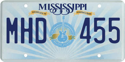 MS license plate MHD455